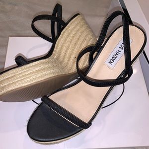 Steve Madden Skylight Black Canvas Platform/Wedge